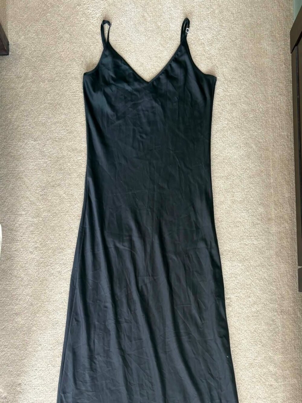 Simons Black Silky Midi Dress with Slit